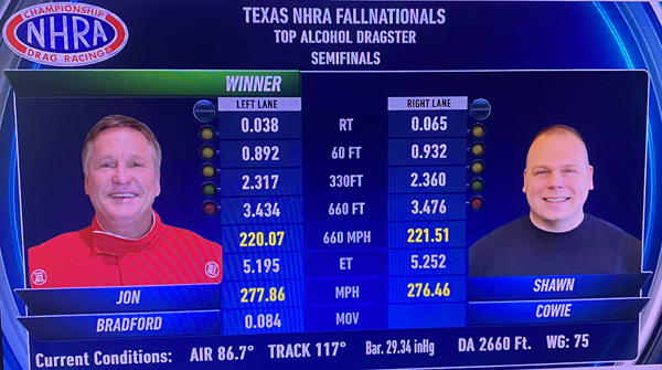 Jon Bradford (left) vs Shawn Cowie (right)